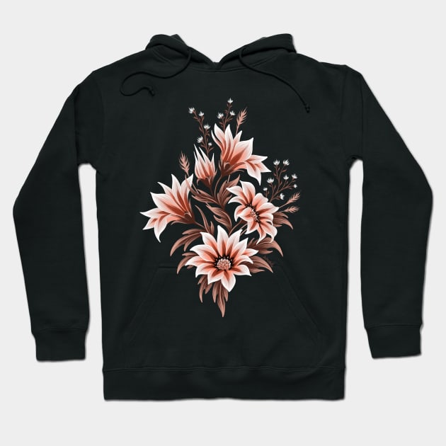 Gazania Floral - Black Brown Hoodie by andreaalice